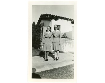 1940s Vintage Snapshot ~ Women in Uniform ~ Vintage Photo W20