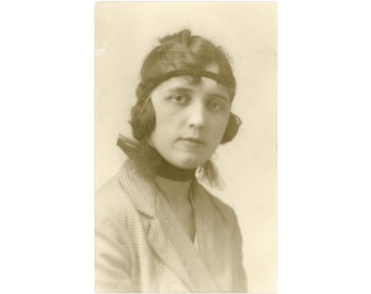 Vintage Photograph: Woman in Headband, Original RPPC S18