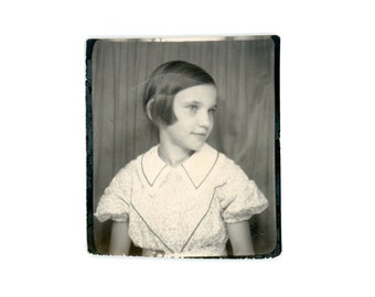 Rose Nemeth ~ 1920s Identified Vintage Photo Booth ~  Profile of Sweet Little Girl ~ Id'd Vintage Photobooth PB6