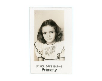 Patsy Marie ~ 1940s School Photo ~ Vintage Snapshot ~ Sweet Little Girl with Ruffle Sleeves ~ Vintage Photo PB1
