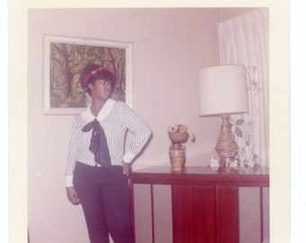 All Attitude ~ Vintage Snapshot ~ Profile of Black Woman with Hand on Hip ~ 1960s Vintage Photo S57
