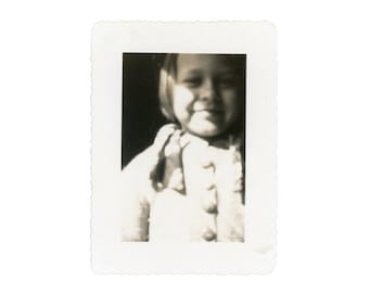 Vintage Snapshot ~ Close Up of Smiling Little Girl ~ Vintage Photo ~ writing on back G4