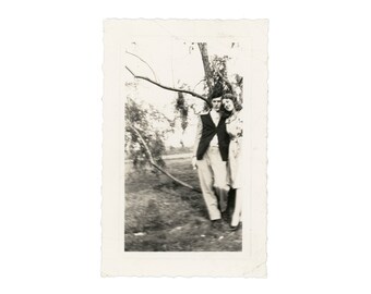 Walt and Grace ~ 1940s Vintage Snapshot ~ Affectionate Couple almost Out of Frame ~ Soft Focus Vintage Photo ~ writing on back C4