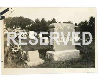 RESERVED for T ~ Story ~ Vintage Snapshot ~ 1920s Cemetery Graveyard Headstone ~ Vintage Photo O5