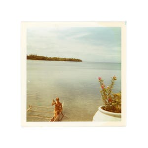 Woman in a Canoe and a Flower Pot, Vintage Photo S15
