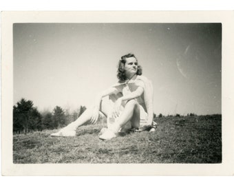 Superhero ~ Vintage Snapshot ~ Woman named Peg ~ Vintage Photo ~ writing on back S32