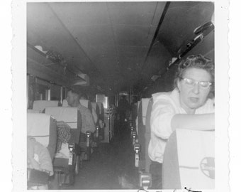 Just Resting my Eyes ~ Vintage Snapshot ~ Woman Sleeping on Bus ~ 1950 Candid Vintage Photo ~ El Capitan GR8