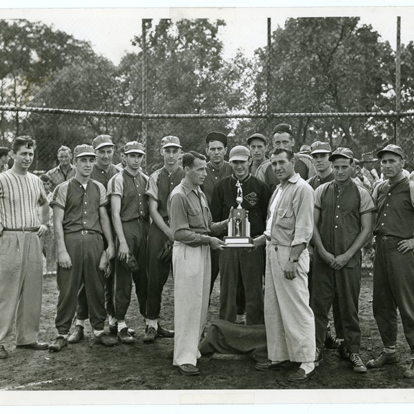 Winners ~ Calumet Baseball Team ~ Large Vintage Photo ~ Sports Team with Trophy ~ Vintage Snapshot