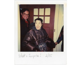 Surprise ~ Candid Vintage Polaroid Photo ~ Expressive Woman Coming in the Door ~ Vintage Snapshot C6