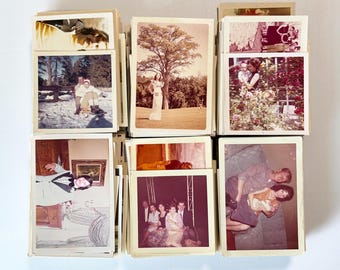100 Vintage Snapshots of People ~ MYSTERY Vintage Photo Lot ~ COLOR Photographs