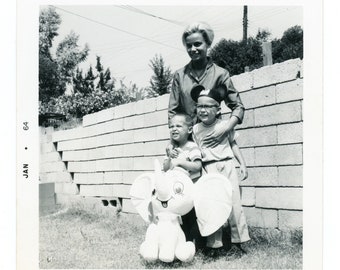 We're Going to Disney ~ Vintage Snapshot ~ Woman and Children with Mickey Mouse Hat and Dumbo Elephant ~ Vintage Photo WAC4