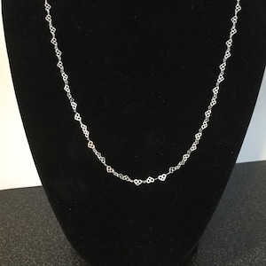 Heart Link Sterling Silver Chain Necklace, 3mm Heart Chain Necklace With Lobster Clasp, 16,18 and 20”  Chain