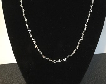 Heart Link Sterling Silver Chain Necklace, 3mm Heart Chain Necklace With Lobster Clasp, 16,18 and 20”  Chain