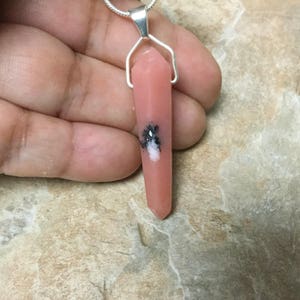 Pink Quartz Pendant in Sterling Silver, Natural Gemstone Necklace, Unisex Pendant
