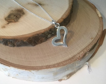 Open Hart ketting, zilveren liefde hart hanger, sterling zilveren hart ketting, cadeau voor haar