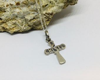 Colgante de cruz de plata de ley 950: Joyería religiosa para hombre