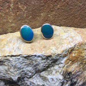 Green Turquoise Stud Earrings, Sterling Silver Studs, Turquoise Gemstone Earrings