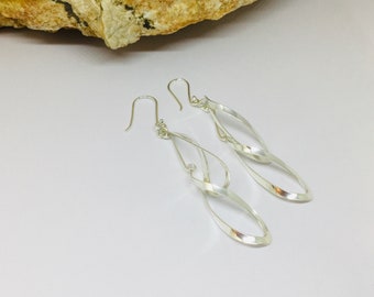 Long Dainty Silver Earrings,  Modern Sterling Silver Earrings, Girlfriend Gift