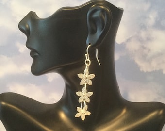 Silver Earrings Sterling Silver Jewelry Hammered Flower Silver Earrings Floral Bohemian Flower Jewelry