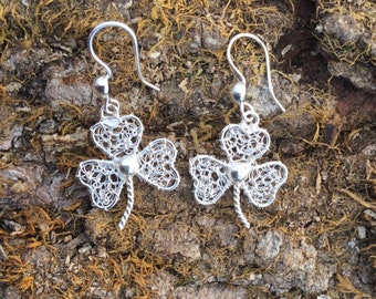 Sterling Silver  Filigree Earrings, Sterling Silver Flowers Earrings, Women Earrings, Dangle Earrings