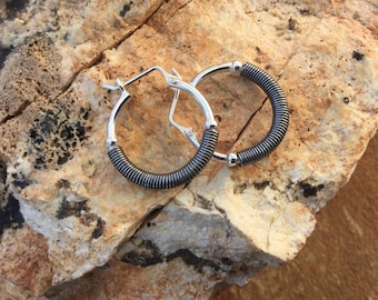 Oxidized Sterling Silver Hoop Earrings: 23mm Silver Hoops