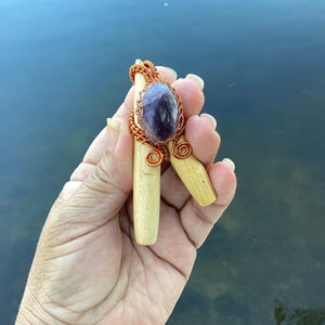 Handmade kuripe Self Applicator, Palo Santo Kuripe With Amethyst , Shaman Ritual Ceremony kuripe, Shaman Pipe