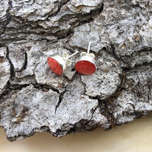 Red Spiny Oyster Stud Earrings, Red Stud Earrings, Sterling Silver Stud Earrings, Stud Earrings, Women Earrings