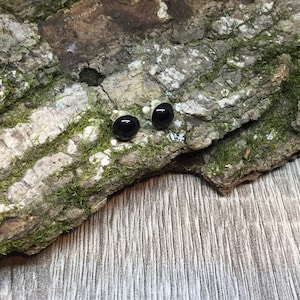 Black Onyx Sterling Silver Stud Earrings, Black Stone Earrings, 8mm Studs, Onyx jewelry