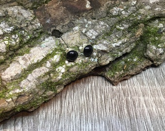 Pendientes de tachuelas de plata de ley de ónix negro, pendientes de piedra negra, tachuelas de 8 mm, joyas de ónix