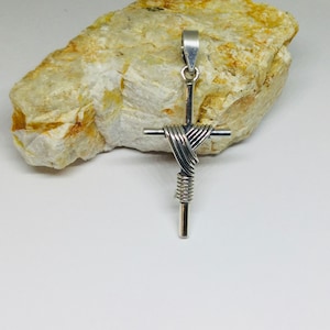 Men Cross Pendant in Sterling Silver, Unisex Cross Pendant, Baptism Gift, Religious Jewelry