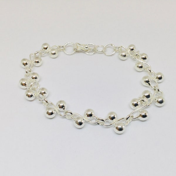 Peruvian 950 Sterling Silver Bracelet, Beaded Bracelet, Women Bracelet