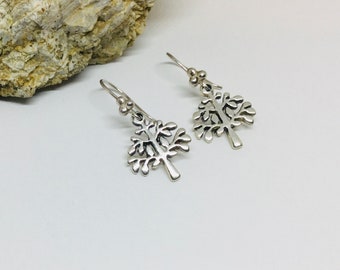 Sterling Silver Tree of Life Earrings, Simple  Dangle Earrings, Everyday Earrings, Gift For Her