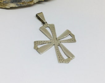 Cross Pendant, Sterling Silver, Hammered Cross Pendant, Cross Jewelry