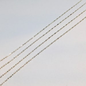 Round Oval Beads Sterling Silver Chain Necklace, Long and Round Bead Silver Chain Necklace, 15.7” chain
