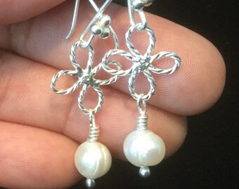 Pearl Earrings, Freshwater Pearl Earring, Bridesmaid Jewelry,Bridal Dangle Earrings