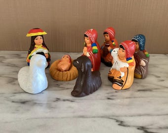 Nativity Scene, Peruvian Christmas Nativity Set, Handmade Polymer Clay