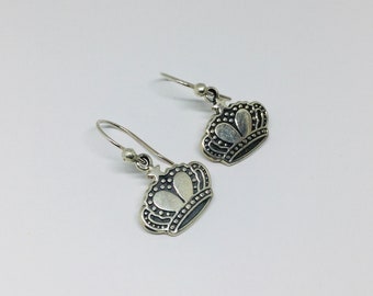 Silber Krone Ohrringe, Prinzessin Ohrringe, Krone baumeln, königliche Krone, minimalistische Ohrringe