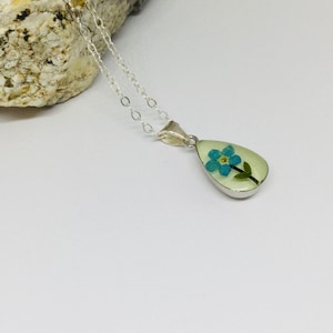 Forget Me Not Flower Necklace, Blue Pressed Flower Necklace, Dried Flower Necklace