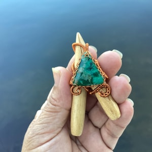 Unique kuripe Self Applicator, Palo Santo Kuripe With Chrysocolla Stone, Shaman Ritual Ceremony kuripe, Shaman Pipe