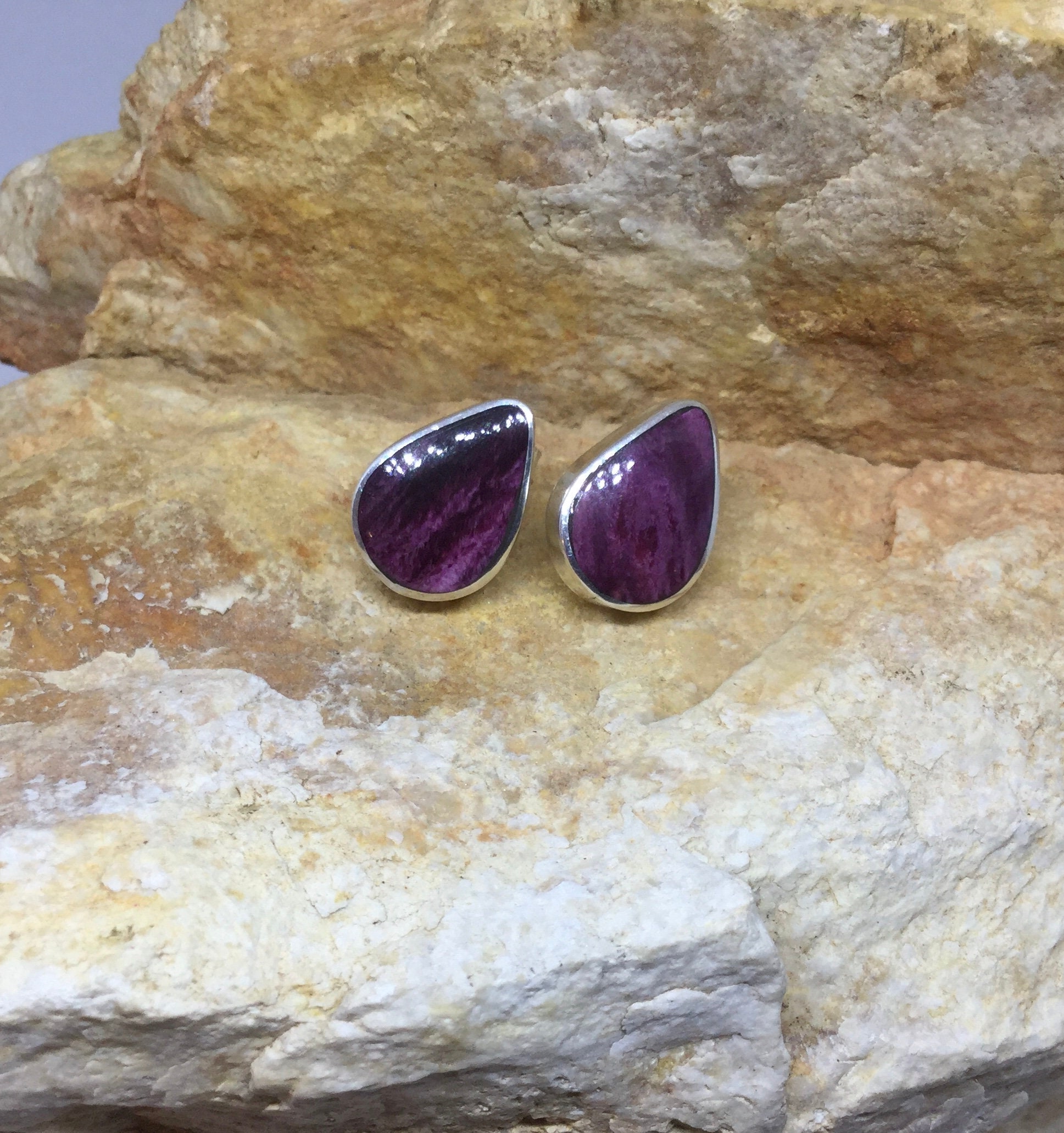 Purple Spiny Oyster Stud Earrings Purple Stud Earrings Etsy