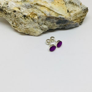 Purple Double Sided Earrings, Sterling Silver Stud Earrings, Girl Earrings