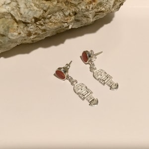 Red Spiny Oyster Shell Earrings, Tumi Earrings, Navajo Earrings, Southwest Earrings
