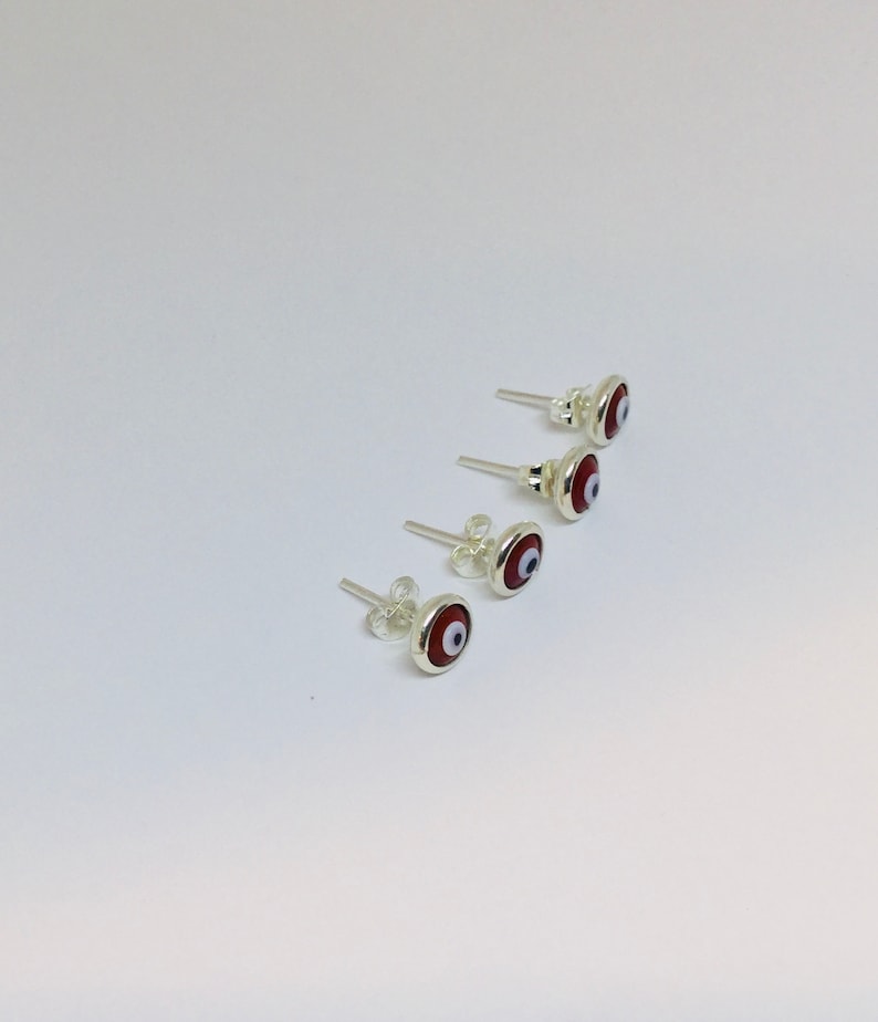 7mm Evil Eye Earrings Girls Earrings Tiny Evil Eyes Post Earrings Red Evil Stud Earring