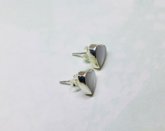 Mother of Pearl Heart Earrings, Sterling Silver  Jewelry, MOP Stud Earrings, Gift for Her