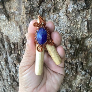 Lapis Lazuli With kuripe Applicator, Palo Santo Kuripe, Shaman Ritual Ceremony kuripe, Shaman Pipe