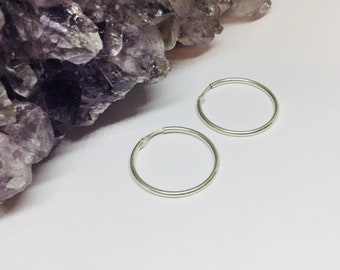 Women’s Hoop Earrings 29mm, Sterling Silver Round Hoop Earring, Girls Hoops Earrings