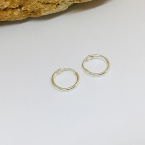 14mm Sterling Silver Hoop Earring, Tiny Hoops Earrings, Cartilage Earrings