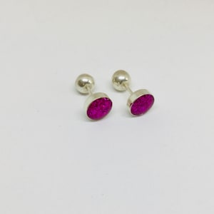 Pink Double Sided Stud Earrings, Sterling Silver Front Back Earring, Minimalist Jewelry