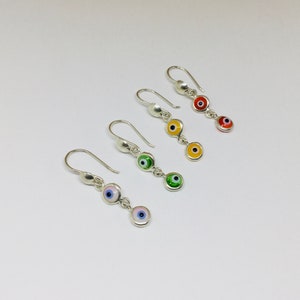 Evil Eye Dangle Earrings, Silver Drop Earrings, Evil Eye Jewelry, Evil Eye Protection Sterling Silver