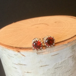 Ruby Crystal Earrings, Sterling Silver Stud, Swarovski Earrings, Dainty Earring